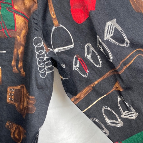 Lauren Ralph Lauren Women's Black Equestrian Horse Print Button-Down Shirt - Picture 15 of 15